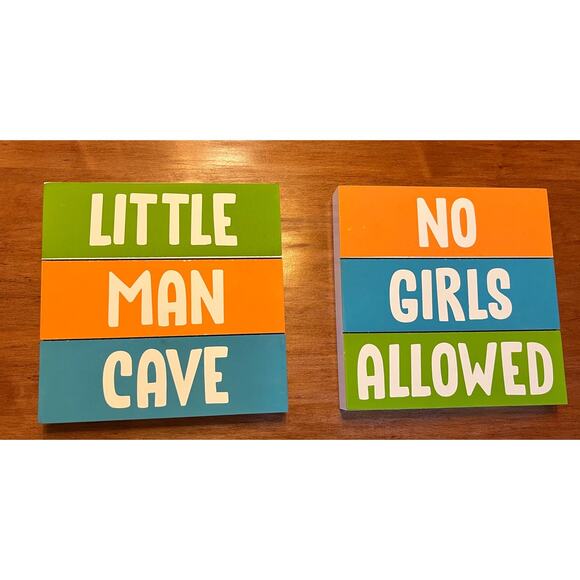 Hanging Decorative Signs Set – Little Man Cave & No Girls Allowed - Picture 2 of 5